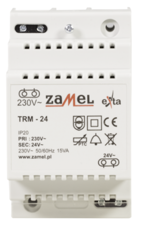 DIN Zamel TRM-24 Class-II Doorbell Transformer, 230/24V AC 15VA